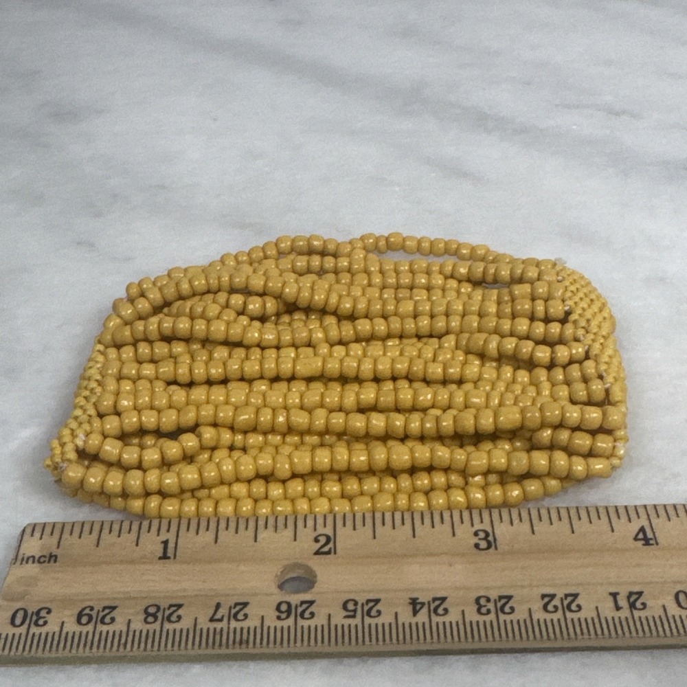 Yellow Glass Beaded Stretch Bracelet - 22cm Large Size - Picture 7 of 7
